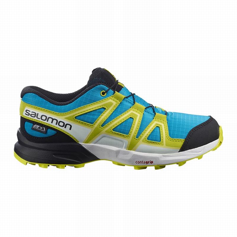 Salomon Singapore Kids Trail Running Shoes - SPEEDCROSS CLIMASALOMON™ WATERPROOF Blue/Green | 31982-